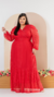 Vestido Tule Mangas Longas Vermelho - comprar online