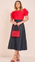 Saia Jeans Com Recortes Evasê Fascinius