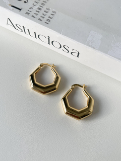 Brinco Argola Gold Hexágonais Fecho Italiano - comprar online