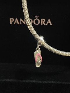 Berloque Chinelo Rosa Prata 925