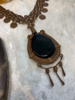 Colar Cleópatra de Cobre com Ágata Negra - comprar online