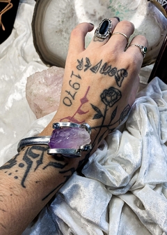 Pulseira de Garfo com Ametista Bruta