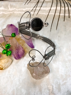 Pulseira Filigrana em Espiral com Ágata Negra