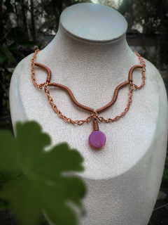 Colar em Cobre com Ágata Rosa