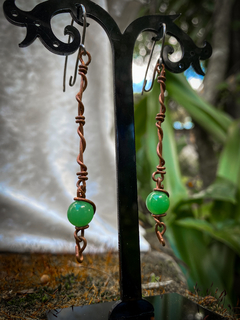 Brincos de Cobre com Quartzo Verde - comprar online