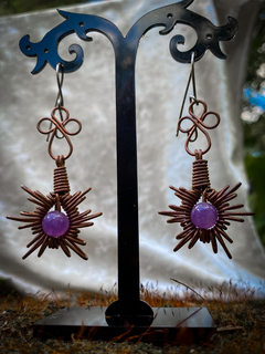 Brincos de Cobre com Ametista - comprar online