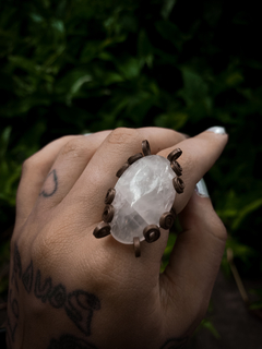 Anel de Cobre com Quartzo Rosa
