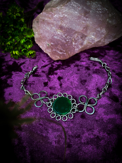 Pulseira de Aço com Quartzo Verde