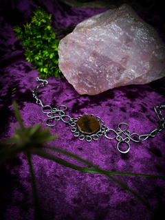 Pulseira de Aço com Olho de Tigre