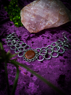 Pulseira de Aço com Pedra do Sol
