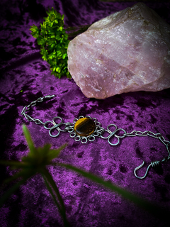 Pulseira de Aço com Olho de Tigre