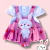 Body vestido rosa para bebê menina com estampa de coelhinha e corações.
