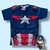 Camiseta infantil azul do Capitão América com estampa de músculos