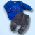 Conjunto moletom azul para bebê menino com estampa de esquilo, composto por camiseta e calça.