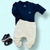 Conjunto Bebê Moletinho Manga Longa - Azul Marinho - comprar online