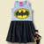 Vestido infantil preto com estampa do símbolo da Batgirl em amarelo e preto na parte superior