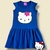 Vestido infantil azul marinho com estampa da Hello Kitty e flor rosa no peito