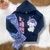Conjunto moletom infantil menina azul marinho com estampa de gato usando fones de ouvido e legging azul com desenhos coloridos