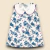 Vestido infantil floral azul com estampa de flores em tons de azul e rosa, ideal para bebês.