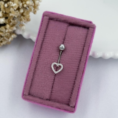 Piercing Umbigo Coração Cravejado Prata 925 - comprar online