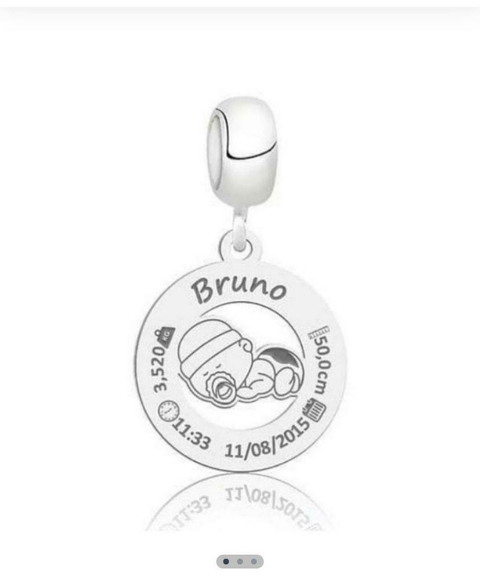 Berloque Dados Nascimento Personalizado