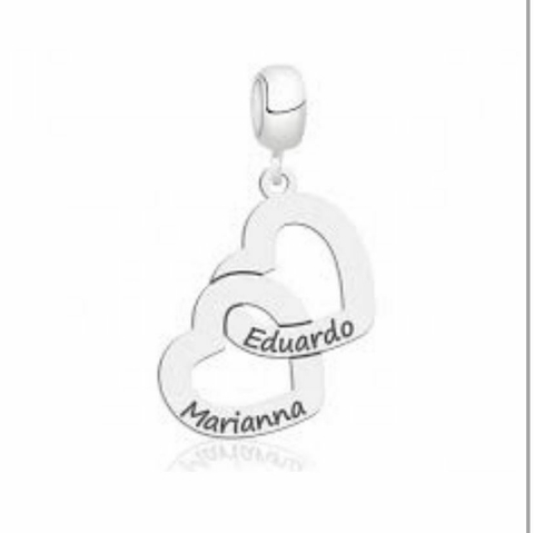 Berloque Dois Corações Personalizado
