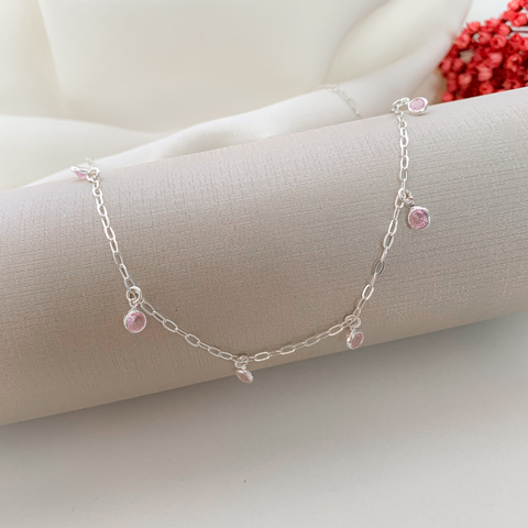 Choker Zicôrnia Rosa Penduradas em Prata 925 - comprar online