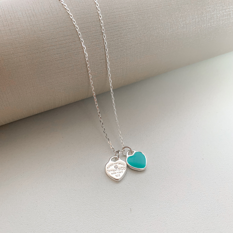 Corrente Coração Verde em Prata 925