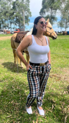 Vereda da Lua — Bombacha Xadrez Azul com Laranja - comprar online