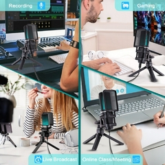 Microfone USB Zealsound para gravação de streaming de podcast e youtube no PC