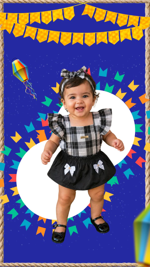Romper Xadrez Preto e Branco