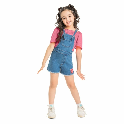 Jardineira em Jeans Infantil para Menina (Azul) Quimby