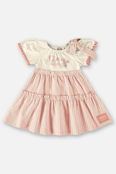 Vestido Manga Curta Infantil Classic Baby Elegance (Creme)