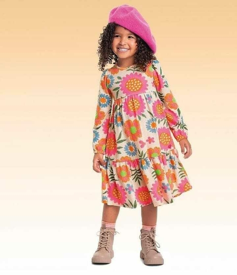 Vestido Infantil Midi Manga Longa