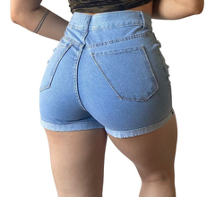Short Jean Rigido Celeste Mujer Con Bolsillos - comprar online