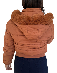 Campera Puffer Mujer Corta Con Capucha Piel Abrigo Moda Dama en internet