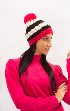 Gorro Lana Mujer Tejido Pompon Invierno Abrigado Moda Dama - Novus indumentaria