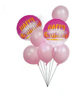 Globos Combo Set X 7 Piezas Metalizado Glitter Cumpleaños