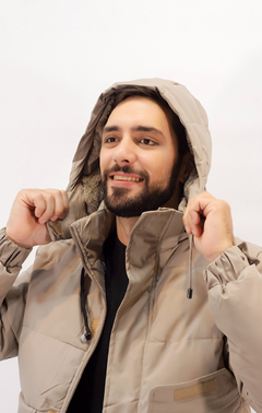 Campera Hombre Puffer Con Piel Bolsillos Impermeable Abrigo en internet