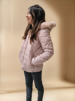 Campera Puffer Niña Infantil Abrigo Piel Capucha Colegial