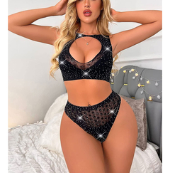 Body Lenceria Mujer Conjunto Transparente Sensual Stras Red en internet
