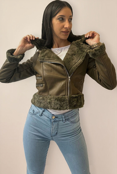 Campera Simil Cuero Ecologico Con Piel Cruzada Corta Mujer - tienda online
