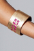 Bracelet - Gold leather bracelet with pink