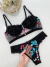 Conjunto de Tule Bordado Milena Preto com Azul Turquesa e Vermelho - sextbt