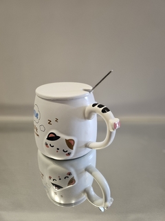 Taza de cerámica diseño Have a good dreams Cat con tapa y cuchara - Jossefina Decohome