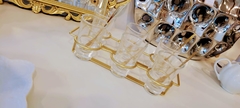 Copetineros de vidrio con cuchara y rack de metal - comprar online