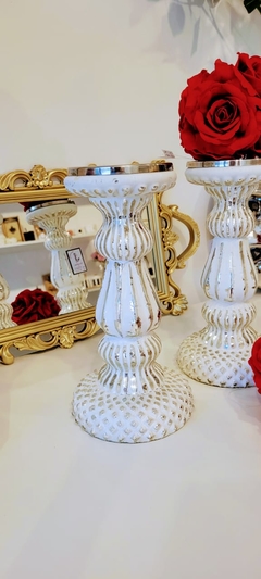 Candelabros | Set x 2 blanco y plata 26 cm - comprar online