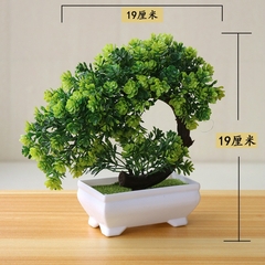 Imagem do Verde Acolhedor Pinheiro Bonsai Simulação Vaso De Planta Artificial Flores Falsas Ornamento De Árvore Em Vaso Casa Jardim Decoração De Mesa De Escritório