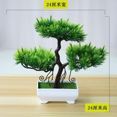 Verde Acolhedor Pinheiro Bonsai Simulação Vaso De Planta Artificial Flores Falsas Ornamento De Árvore Em Vaso Casa Jardim Decoração De Mesa De Escritório - loja online