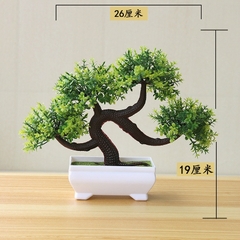 Imagem do Verde Acolhedor Pinheiro Bonsai Simulação Vaso De Planta Artificial Flores Falsas Ornamento De Árvore Em Vaso Casa Jardim Decoração De Mesa De Escritório